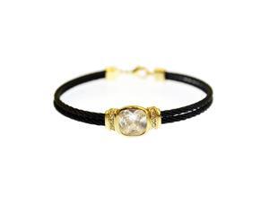Kabl Stackable Twisted Stainless Steel Cable Bangle Bracelet - Diamante Black Onyx/Gold Kabl Stackable Twisted Stainless Steel Cable Bangle Bracelet - Diamante Black Onyx/Gold