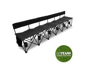 GoTEAM! Pro 6 Seat Portable Folding Team Bench - Black