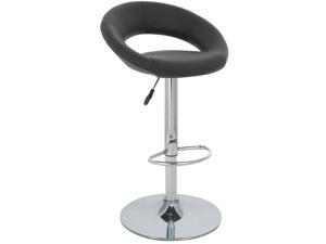 Rho "Leather" Contemporary Adjustable Barstool - Black Rho "Leather" Contemporary Adjustable Barstool - Black
