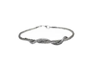 Kabl Stackable Twisted Stainless Steel Cable Bangle Bracelet - Serpente - Silver/Silver Kabl Stackable Twisted Stainless Steel Cable Bangle Bracelet - Serpente - Silver/Silver