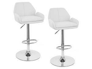 Set of 2 Modern Home Tesla "Leather" Contemporary Adjustable Height Counter/Bar Stool (Vanilla White)