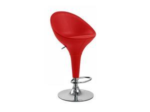 Set of 2 Modern Home Beta "Leather" Bombo-Style Contemporary Adjustable Barstool (Cherry Red)