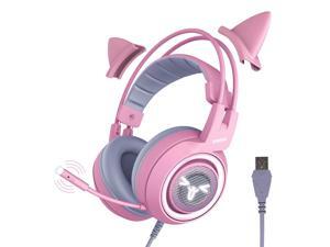 SOMIC G951pink Gaming Headset for PC, PS4, Laptop: 7.1 Virtual Surround Sound Detachable Cat Ear Headphones LED, USB, Lightweight Self-Adjusting Over Ear Headphones for Girlfriend Women SOMIC G951pink Gaming Headset for PC, PS4, Laptop: 7.1 Virtual Surround Sound Detachable Cat Ear Headphones LED, USB, Lightweight Self-Adjusting Over Ear Headphones for Girlfriend Women