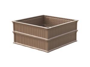 Modern Home Raised Garden Bed Kit - Stackable Modular Flower/Planter Kit (4'x4' Brown, Set of 2) Modern Home Raised Garden Bed Kit - Stackable Modular Flower/Planter Kit (4'x4' Brown, Set of 2)