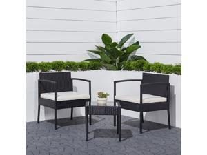 Vifah Tierra 3-Piece Classic Outdoor Wicker Coffee Lounger Set with Cushion Vifah Tierra 3-Piece Classic Outdoor Wicker Coffee Lounger Set with Cushion