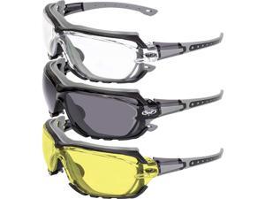 Global Vision Cougar Wraparound Motorcycle Safety Sunglasses For Men & Women ANSI Z87.1 Shatterproof Polycarbonate Lens Sports Sunglasses UV400 Scratch-Resistant Gray Frames w/ Clear Lenses Global Vision Cougar Wraparound Motorcycle Safety Sunglasses For Men & Women ANSI Z87.1 Shatterproof Polycarbonate Lens Sports Sunglasses UV400 Scratch-Resistant Gray Frames w/ Clear Lenses