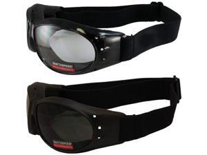 Global Vision Eliminator Black Frame Padded Motorcycle Goggles Clear & Super Dark Lens Global Vision Eliminator Black Frame Padded Motorcycle Goggles Clear & Super Dark Lens