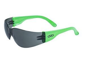 Global Vision Eyewear Rider Lab Safety Glasses Neon Green Frame Smoke Lens