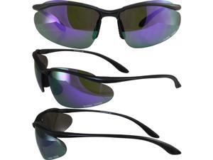 HOLLYWOODGTPR GOLBAL VISION Sunglasses with a black frame and purple colored mirror tinted lenses HOLLYWOODGTPR GOLBAL VISION Sunglasses with a black frame and purple colored mirror tinted lenses