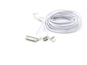 USB Charging Cable Adapter with Lightning 8pin/30pin/Micro USB for iPhone 4/5 iPad Samsung HTC 6ft