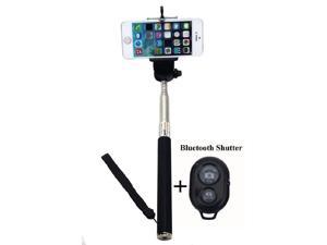 Selfie Stick with Bluetooth Remote for Apple & Android Phones - Black