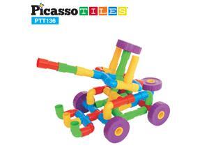 PicassoTiles® PTT136 3D Colorful Plastic Pipeworks Construction Building Interlocking Motor Toy Set w/ Music Parts, Pipes, Tubes & Wheels for Developing Skills - 130 pcs. PicassoTiles® PTT136 3D Colorful Plastic Pipeworks Construction Building Interlocking Motor Toy Set w/ Music Parts, Pipes, Tubes & Wheels for Developing Skills - 130 pcs.