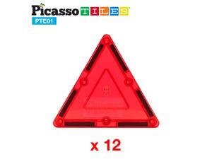 PicassoTiles 12 Piece Magnetic Building Block Set Equilateral Triangle Magnet Tiles Construction Toy STEM Learning Kit Educational Playboards Pretend Play Stacking Blocks Child Brain Development PTE01 PicassoTiles 12 Piece Magnetic Building Block Set Equilateral Triangle Magnet Tiles Construction Toy STEM Learning Kit Educational Playboards Pretend Play Stacking Blocks Child Brain Development PTE01