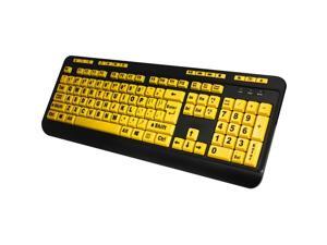 Adesso EasyTouch 132 - Florescent Yellow Multimedia Desktop Keyboard - Cable Connectivity - USB Interface - 122 Key - English (US) - PC, Mac, iOS - Membrane Keyswitch - Fluorescent Yellow, Black
