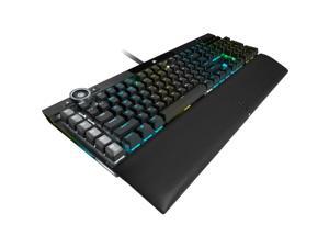 Corsair K100 RGB Mechanical Gaming Keyboard - CHERRY MX Speed - Black - Cable Connectivity - USB 3.0 Type A, USB 3.1 Type A Interface - 110 Key Macro, Volume Control, Multimedia Hot Key(s) - ...