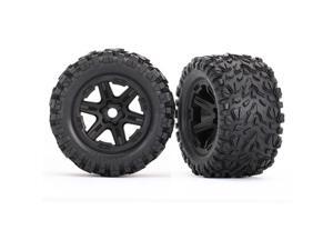 Traxxas 8672 Talon EXT Tires and Black Wheels Glued 17mm spline