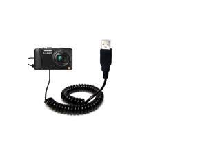 Gomadic Unique Coiled USB Charge and Data Sync Cable Compatible with Panasonic Lumix DMC-ZS25K Charging and HotSync Functions with one Cable Built with TipExchange