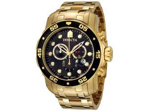 Invicta 0072 Pro Diver Black Dial Gold Plated Chronograph Men's Watch