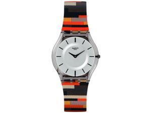 Swatch SFM133 Patchwork Silver Dial Leather Strap Women's Watch Swatch SFM133 Patchwork Silver Dial Leather Strap Women's Watch