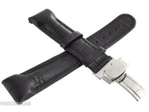 Genuine Techno Master 20mm Black Leather Watch Band Strap Genuine Techno Master 20mm Black Leather Watch Band Strap