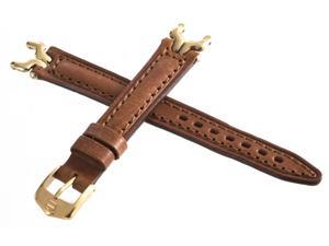New TAG Heuer 13mm SEL Brown Leather Strap Gold Link and Buckle Watch Band