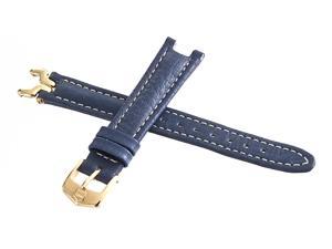 New TAG Heuer 15mm SEL Navy Blue Leather Strap Gold Link and Buckle Watch Band