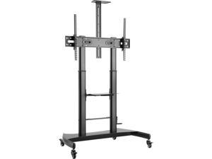 V7 TVCART2 Pro TV Cart - Up to 100" Screen Support - 220 lb Load Capacity - 91.3" Height x 28" Width - Powder Coated - Steel, Plastic - Matte Black