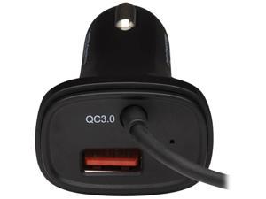 Tripp Lite U280-C02-30W-C6 Black Dual-Port USB Car Charger with 30W Charging - USB-C (18W) QC 3.0, USB-A (12W), Coiled 6 ft.