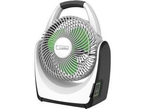 Lasko RB200 Portable Rechargeable Operated Fan, Includes 18v Lithium Ion Battery and Charger for Camping and Outdoor Plus Bonus AC Adapter  White