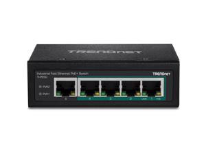 TRENDnet 5-Port Industrial Fast Ethernet PoE+ DIN-Rail Switch