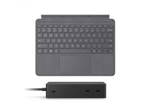 Microsoft Surface Dock 2 Black+Surface Go Signature Type Cover Platinum - 2 x front-facing USB-C - 2 x rear-facing USB-C (Gen 2) - 2 x rear-facing USB-A - Fold back for tablet mode - Made w/ Alcantara