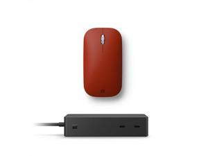 Microsoft Surface Dock 2 Black+Surface Mobile Mouse Poppy Red - 2 x front-facing USB-C - 2 x rear-facing USB-C (Gen 2) - 2 x rear-facing USB-A - Bluetooth Connectivity for Mouse - BlueTrack enabled fo
