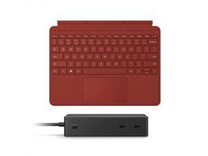 Microsoft Surface Dock 2 Black+Surface Go Signature Type Cover Poppy Red - 2 x front-facing USB-C - 2 x rear-facing USB-C (Gen 2) - 2 x rear-facing USB-A - Fold back for tablet mode - Made w/ Alcantar