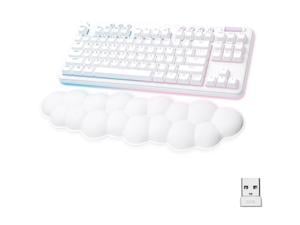 Logitech G715 Wireless Mechanical Gaming Keyboard with LIGHTSYNC RGB Lighting, Lightspeed, Tactile Switches (GX Brown), and Keyboard Palm Rest, PC and Mac Compatible, White Mist
