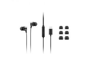 Lenovo USB-C Wired In-Ear Headphone - Stereo - USB Type C - Wired - 32 Ohm - 100 Hz - 200 kHz - Earbud - Binaural - In-ear - 3.94 ft Cable - Black
