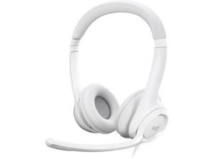 Logitech H390 Wired Headset for PC/Laptop, Stereo Headphones with Noise Cancelling Microphone, USB-A, In-Line Controls, off white