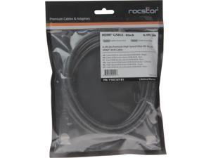 Rocstor Y10C156-B1 1ft. HDMI Cable With Ethernet M/M HDMI Male to HDMI Male Black Rocstor Y10C156-B1 1ft. HDMI Cable With Ethernet M/M HDMI Male to HDMI Male Black