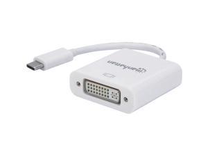Manhattan SuperSpeed+ USB-C to DVI Converter - 3.15" DVI/USB Video Cable Adapter for Projector, Chromebook, Monitor, Tablet, MacBook, Video Device, Desktop Computer