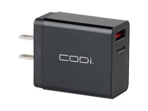 Codi Dual Wall Charger with USB-C & Quick Charge 3.0 - 18 W Output Power - 120 V AC Input Voltage - 5 V DC Output Voltage - 3 A Output Current - USB Codi Dual Wall Charger with USB-C & Quick Charge 3.0 - 18 W Output Power - 120 V AC Input Voltage - 5 V DC Output Voltage - 3 A Output Current - USB