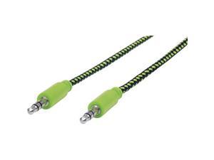 Manhattan 3.5mm Stereo Male to Male Braided Audio Cable 1.8 m 6 ft Black/Green 352857