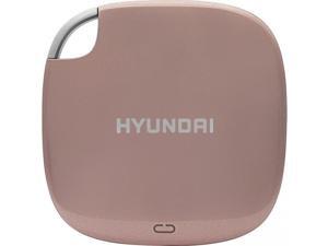 Hyundai 250GB Ultra Portable Data Storage Fast External SSD, PC/MAC/Mobile - USB-C/USB-A, Dual Cable Included, Rose Gold - HTESD250RG