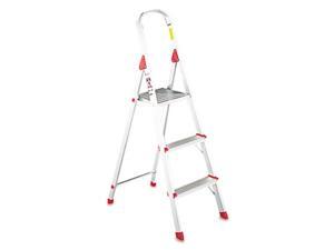 Louisville #566 Folding Aluminum Euro Platform Ladder 3-Step Red L234603 Louisville #566 Folding Aluminum Euro Platform Ladder 3-Step Red L234603