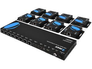 OREI 1x8 HDMI Extender Splitter Multiple Over Single Cable CAT6/7 1080P With IR Remote EDID Management - Up to 165 Ft - Loop Out - Low Latency - Full Support OREI 1x8 HDMI Extender Splitter Multiple Over Single Cable CAT6/7 1080P With IR Remote EDID Management - Up to 165 Ft - Loop Out - Low Latency - Full Support