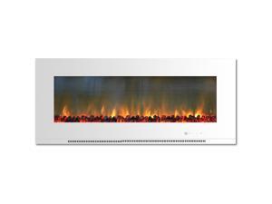 Cambridge 56" Width Wall Mount Electronic Fireplace, White Cambridge 56" Width Wall Mount Electronic Fireplace, White