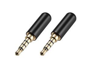 Headphone Plug Jack Stereo 3.5mm Male Audio Cable Repair DIY Earphone Headset Soldering Replacement Tool Copper Black 2pcs