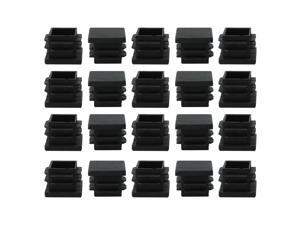 20pcs 19 x 19mm Plastic Square Ribbed Tube Inserts End Covers Cap, for 0.67" to 0.75" Inner Size, Furniture Sofa Couch Feet Floor Protector