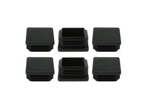 38 x 38mm Plastic Square Ribbed Tube Inserts End Cover Cap 6pcs, for 1.38" to 1.46" Inner Size, Furniture Chair Table Feet Floor Protector