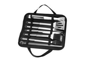 BBQ Grill Tool Set- 10 in 1 Stainless Steel Barbecue Grilling Accessories with Carrying Case, Includes Spatula, Tongs, Skewers
