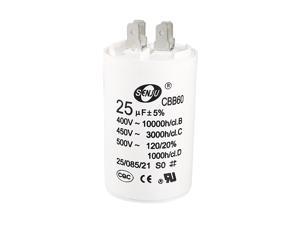 CBB60 Run Capacitor 25uF 450V AC Double Insert 50/60Hz Cylinder 73x44mm White for Air Compressor Water Pump Motor