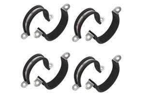 25mm Dia Rubber Lined U Shaped 304 Stainless Steel Pipe Clip Hose Clamp 8pcs 